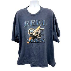 Reel Man Tee Shirt Size Medium/Large 3X XXXL Real Man Fishing Blue No Boundaries